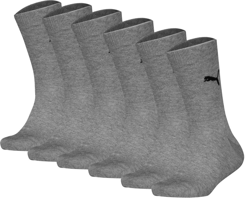 PUMA Kinder Socken 6er Pack - Easy Rider, ECOM, einfarbig, Logo Grau 35-38