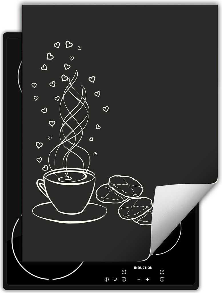 DarHaus Herdabdeckplatte Einteilig Küche Abdeckplatte für Glaskeramikfeld Abdeckung Induktionskochfeld Aufrollbare Matte 40x52 cm, dunkelgrau - K...