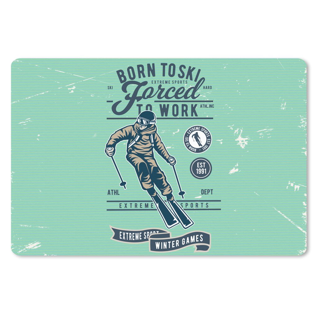 MuchoWow Schreibtischunterlage Skianzug - Retro - Grün 60x40 cm - XXL Mauspad - Großes Mauspad