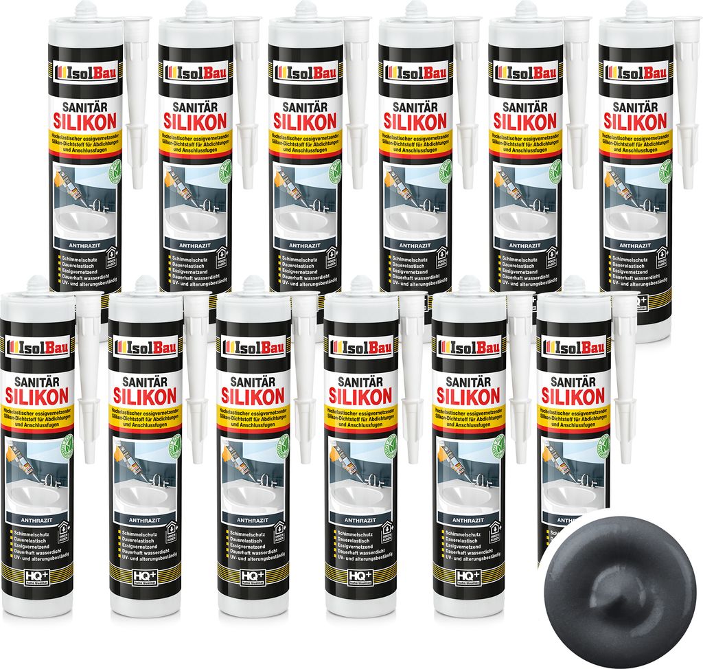 Isolbau Sanitär Silikon 12 x 300 ml Anthrazit - Produktbild 