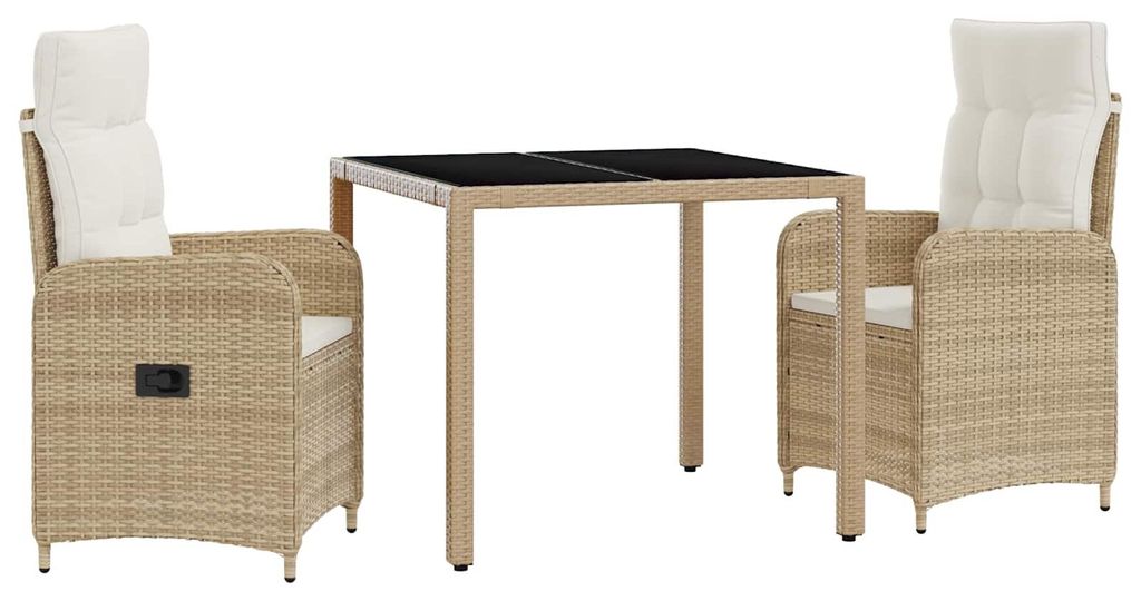 "2026 Moderne"Outdoortisch-Set elegante - Outdoor-Esszimmer-Set/Gartenmöbel Set - mit Kissen 3 pcs Beige und Cremeweiß - Gartensofas Schlussverka...