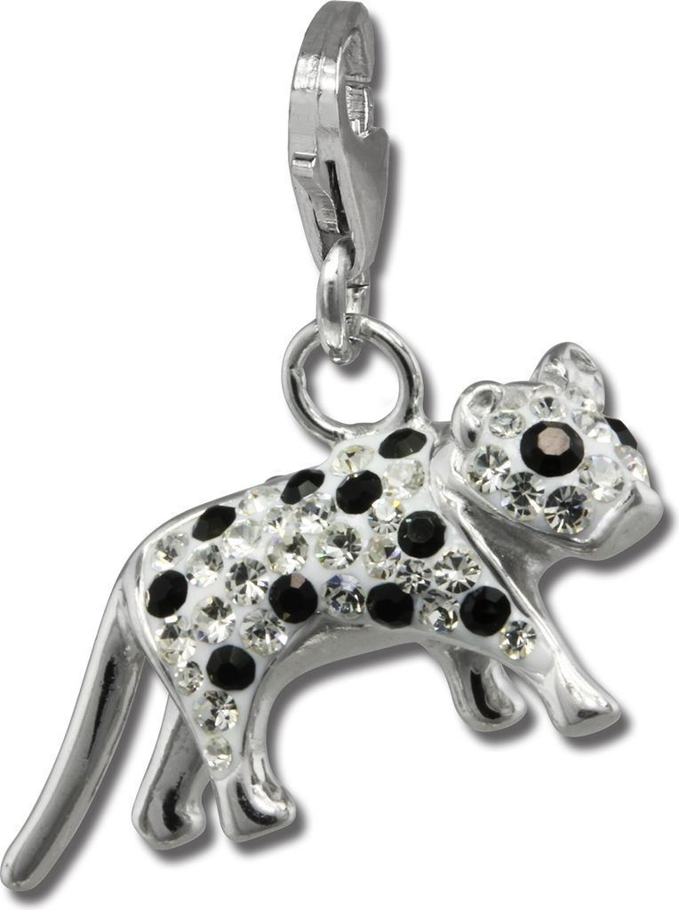 SilberDream weiß schwarz Bengal Katze Zirkonia Silber Charms-Anhänger GSC550W