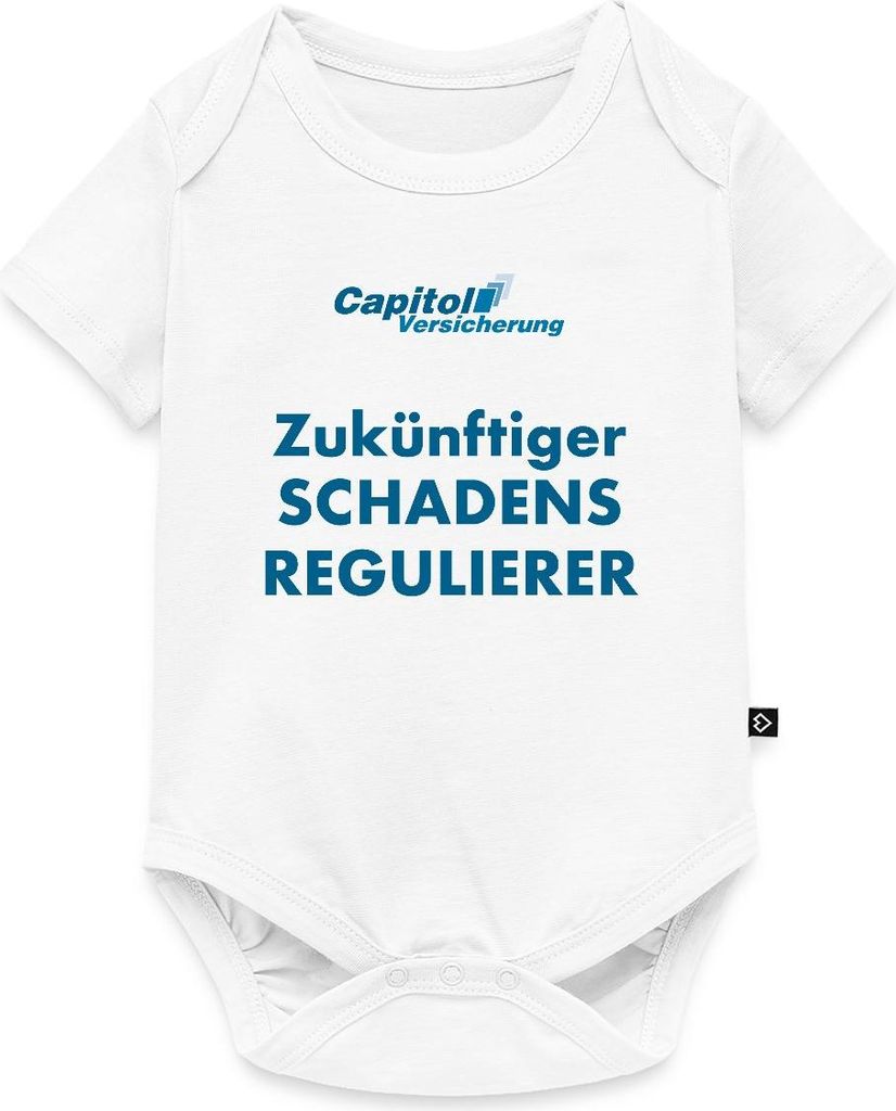 Spreadshirt Stromberg Zukünftiger Schadensregulierer Kurzarm Tages Baby Body, 56 (0-2 M.), Weiß