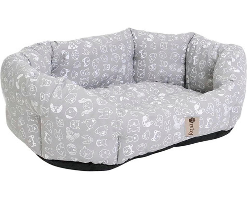 Pelíšek pro psa MAX 65 cm šedý s potiskem pejsků Obrázek produktu 