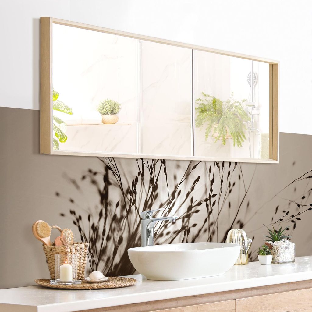 Wandverkleidung Bad mit Motiv selbstklebend - 0.61 mm Wandpaneel matt wasserfest Gräser braun Motiv Badrückwand fugenlos 300x85 cm