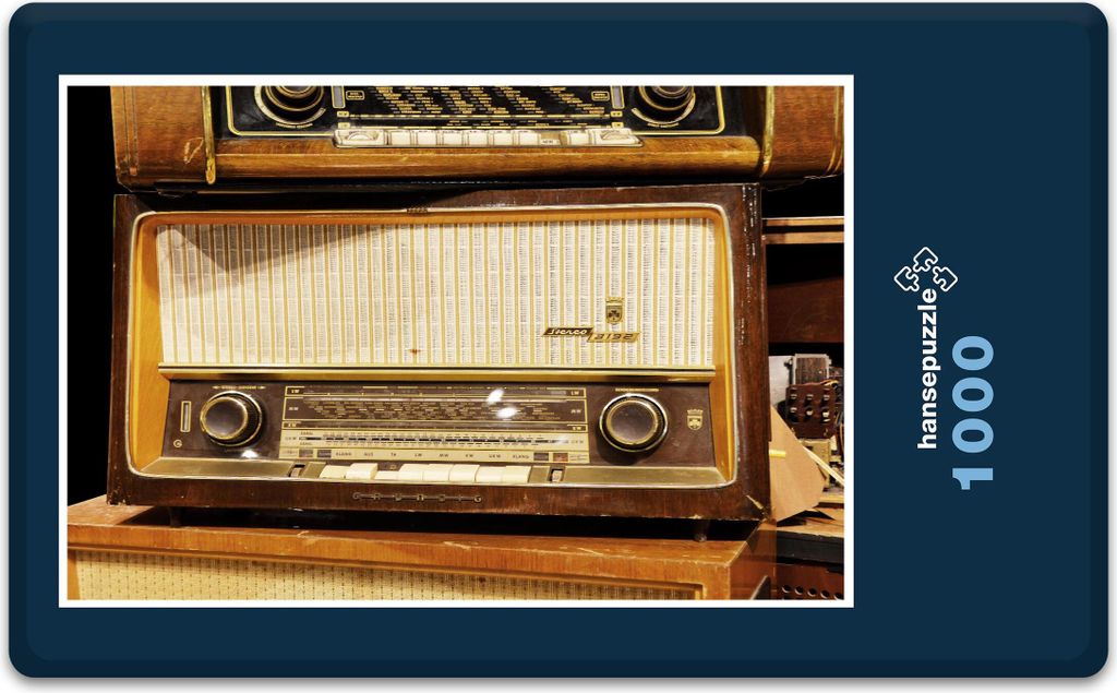 hansepuzzle 13358 - Altes Radio Puzzle, 1000 Teile, Musik, 60,0 x 46,0cm mit hochwertiger Aufbewahrung, Kartonbox und wiederverschließbarem Beutel