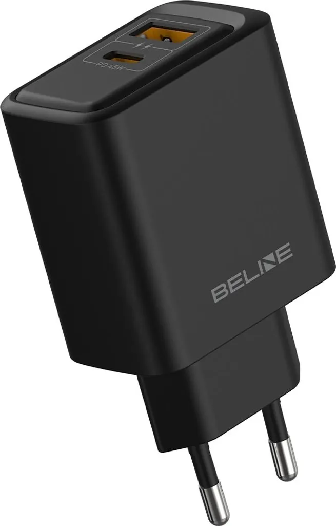 Beline 45W Caricatore GaN USB-C e USB-A Nero - Carica Rapida Universale