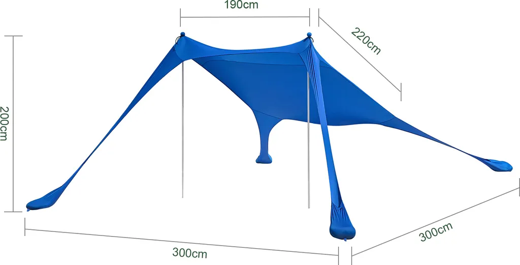 SoBuy Tente de plage OZT01-DB Voile d'ombrage élasthanne bleue