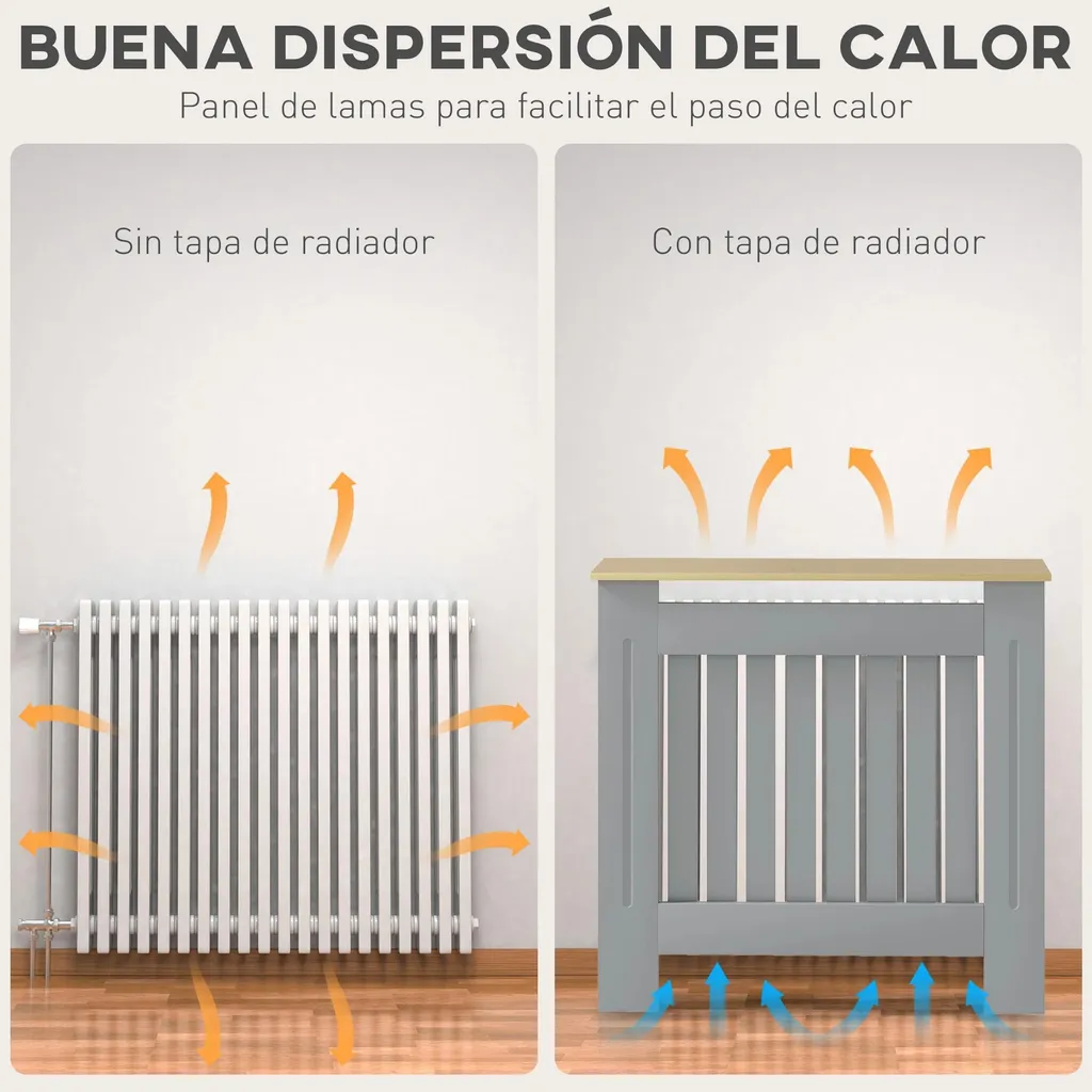 Cache-radiateur pour Salon et Chambre Gris - Meuble MDF 78 x 19 x 83 cm