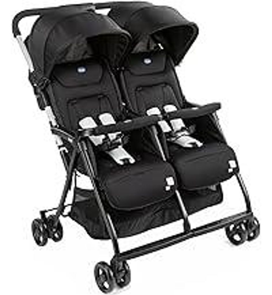 Chicco OHlalà Twin Geschwisterwagen von Geburt bis 15 kg, Kinderwagen für Zwillinge und Geschwister, Verstellbarer Faltbarer Zwillingsbuggy, Rege...