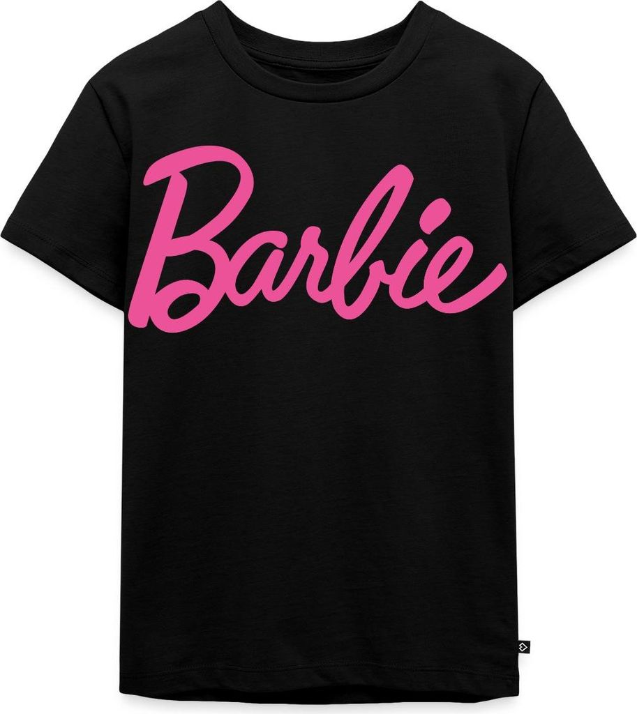 Spreadshirt Barbie Klassisches Logo Kinder Premium T-Shirt, 122/128 (6 Jahre), Schwarz