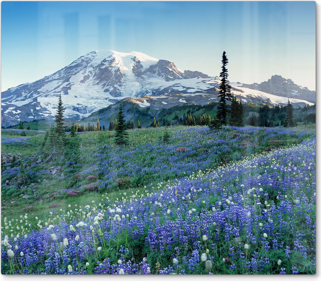 DEQORI Herdabdeckplatte Glas 1-tlg 'Wohlige Bergruhe' Abdeckplatte Küche Glaskeramikkochfeld Herd