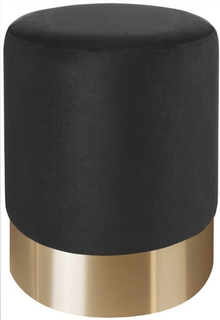 Hocker PURO Designerhocker Samt Metall Gold Schwarz Produktbild 