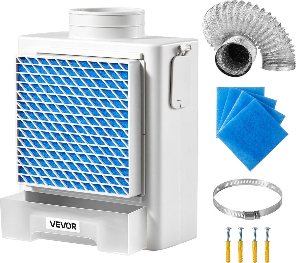VEVOR 3-in-1-Trockner-Entlüftungsset für den Innenbereich, ABS-Material mit Wasserschublade, passend für 99 mm Auslassanschluss, Dunstabzugshaub...