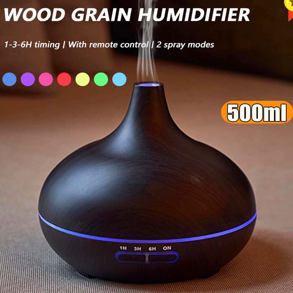 Aroma Diffuser 130ml Luftbefeuchter Ultraschall Öl Diffusor LED USB Dunkles Holz 