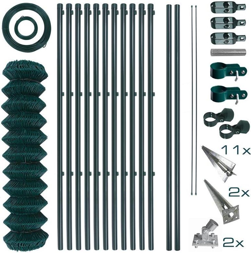 Maschendrahtzaun Komplettset 1,5 x 25 m Zaunset Gartenzaun Produktbild 