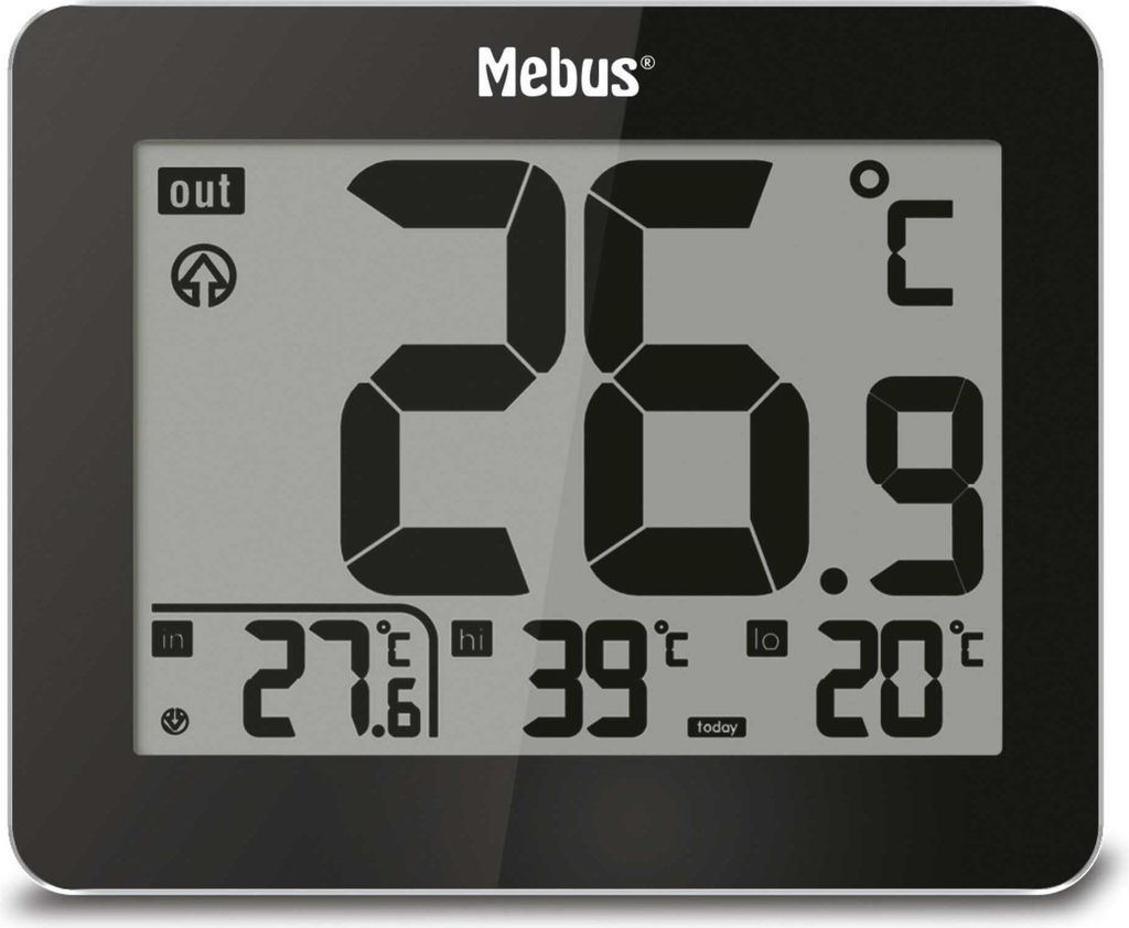 Innen-/Außenthermometer Modell 48432 mit Außenfühler, Min./Max. Anzeige, Uhrzeit, 8,2x10x1,1 cm