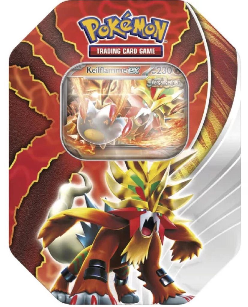 Pokemon Wedge Flame ex Tin Box 2024 (niemiecki) Zdjęcie produktu 