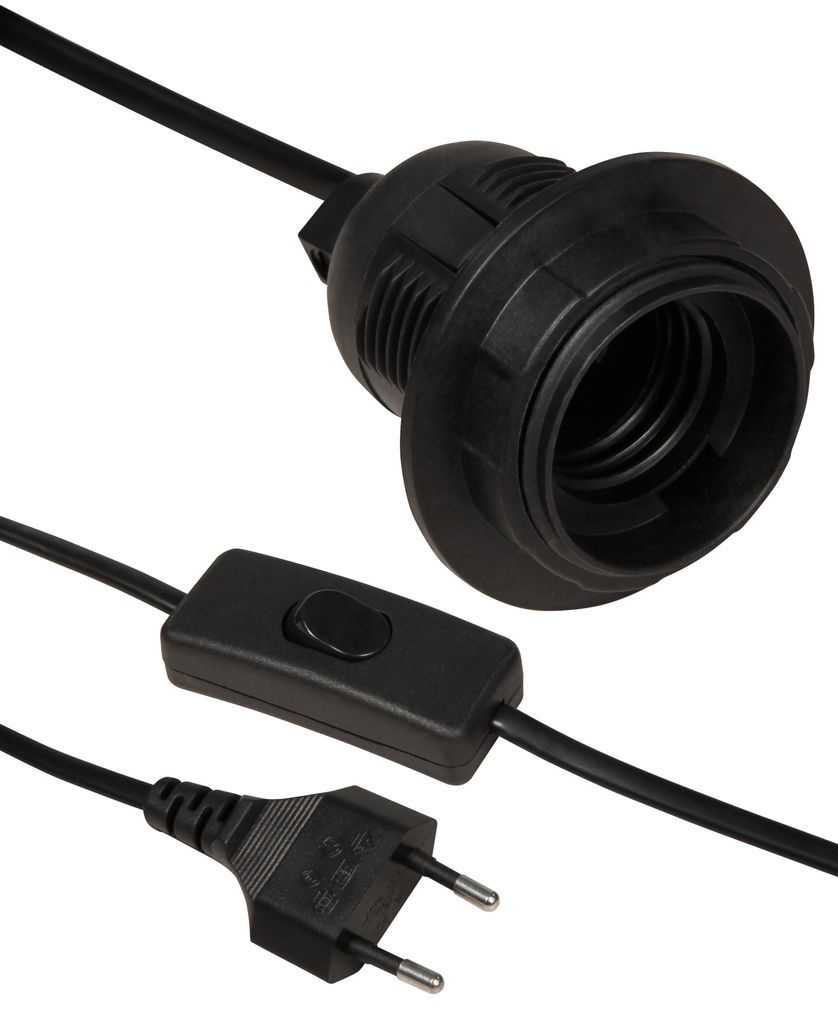 Euro-Netzkabel McPower mit Schnurschalter und E27 Fassung, Produktbild 