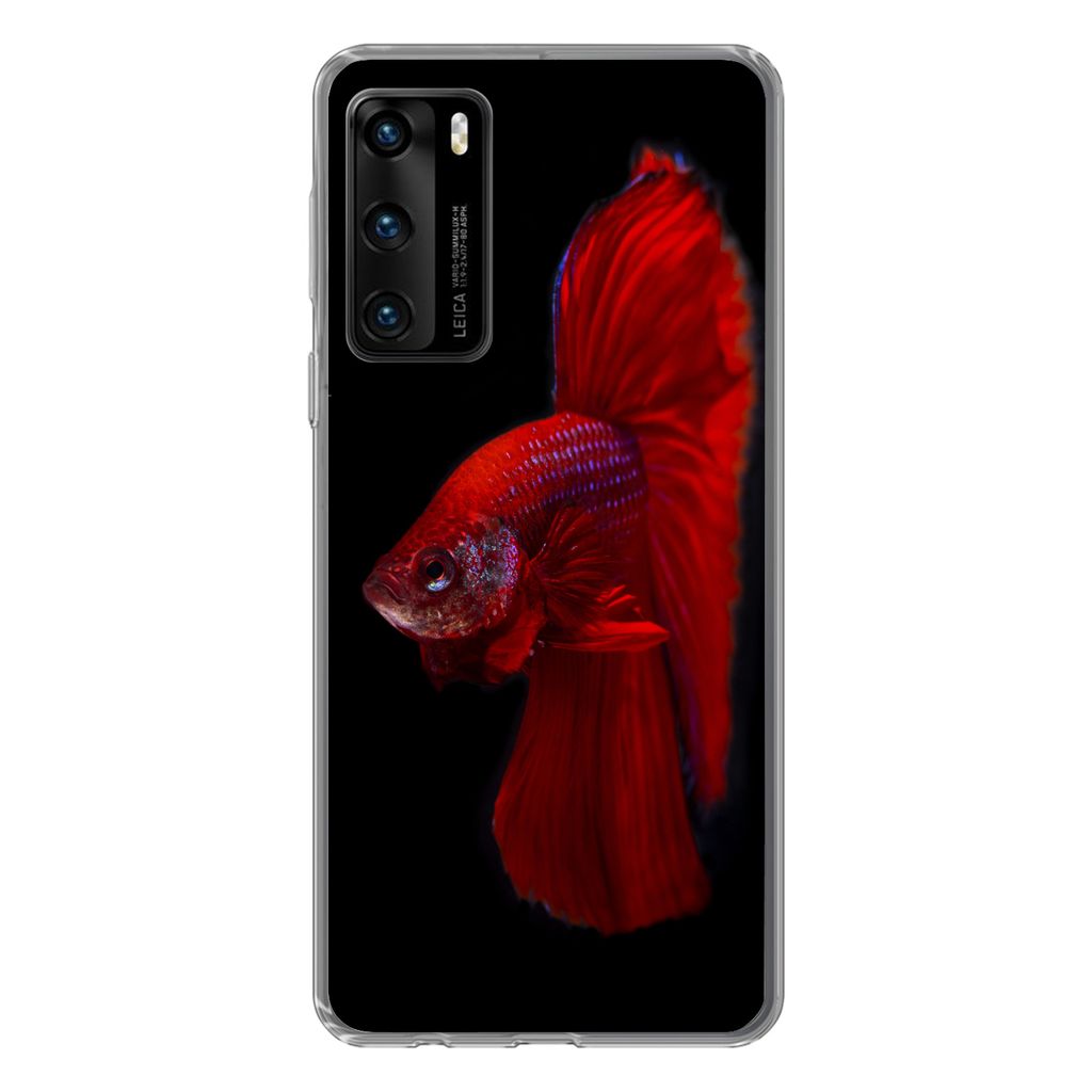 MuchoWow Handyhülle Schutzhülle Hülle für Huawei P40 Fische - Tiere - Rot Silikon Softcase Handy Hülle - Handytasche