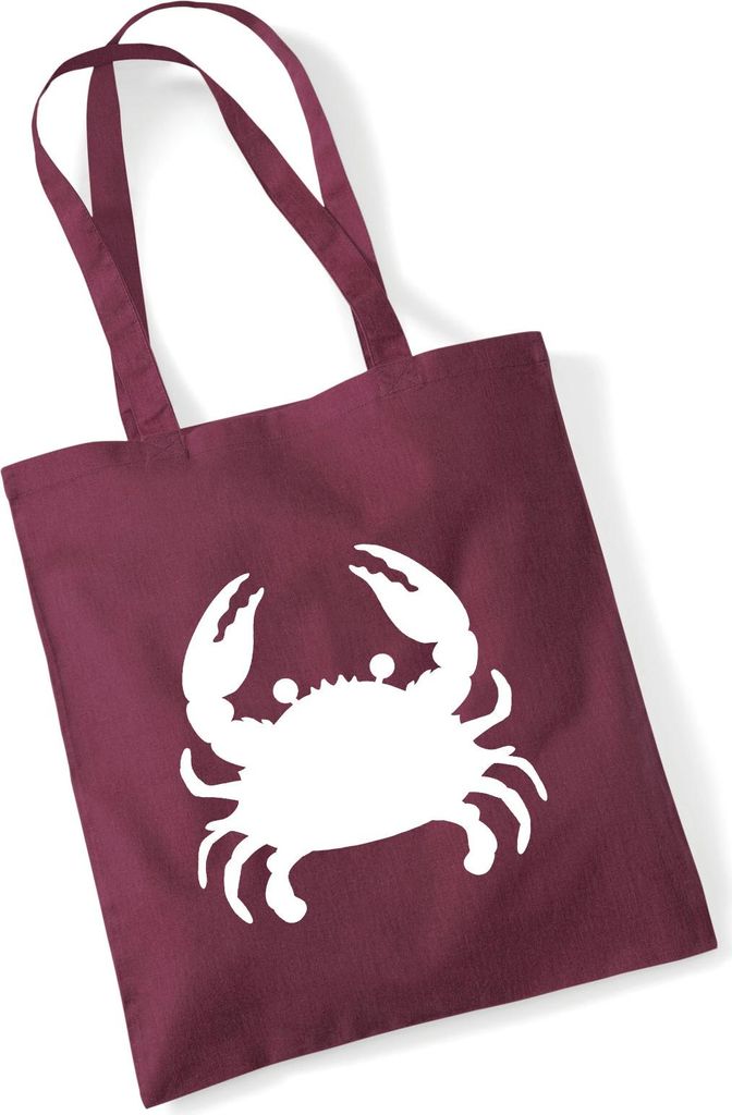 Huuraa Jutebeutel Krabbe Silhouette 10 Liter Burgundy Baumwolle Tasche Geschenkidee