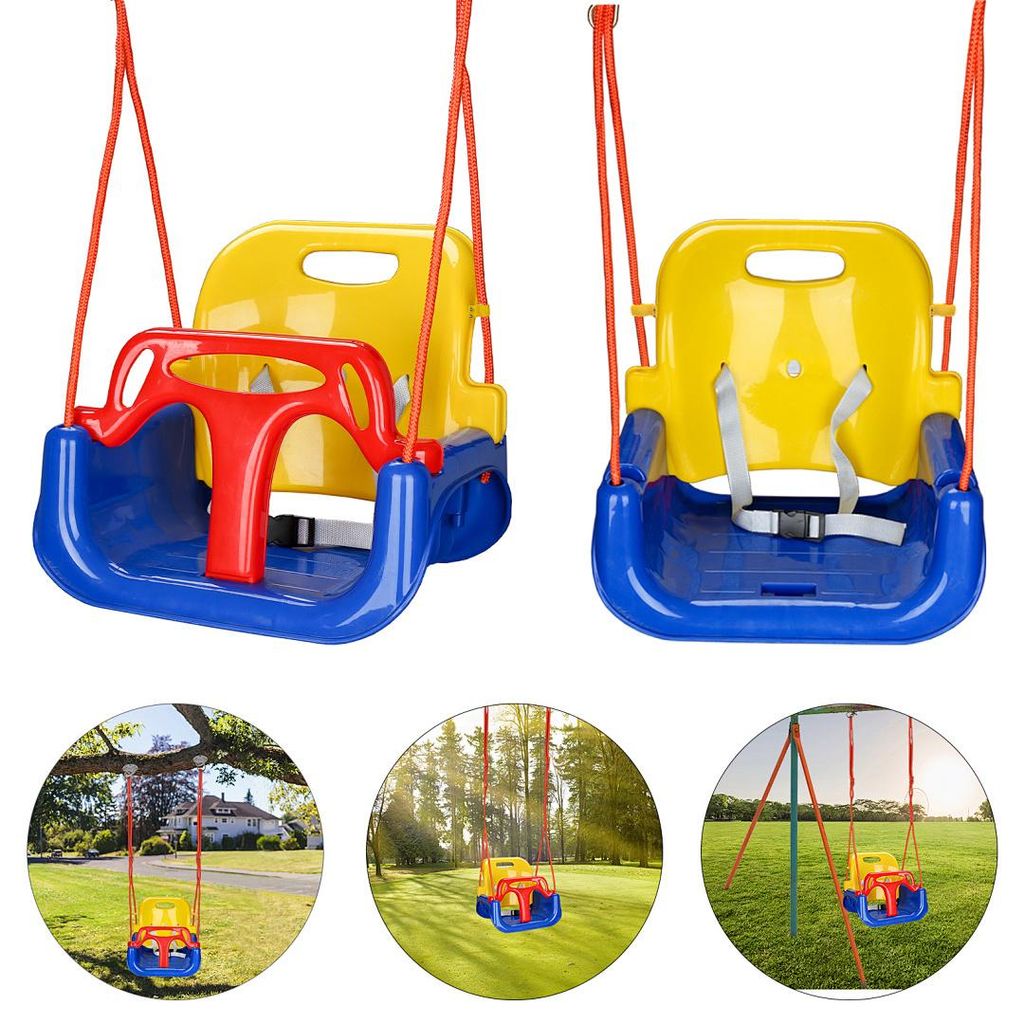 Ikodm Kinderschaukel Babyschaukel 3 in 1 Gartenschaukel Schaukel Stabil Brettschaukel Kleinkindschaukel verstellbar