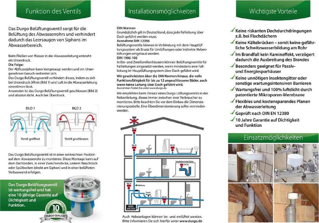 Vanne d'aération Durgo DN 50 HT avec capot polystyrène isolant robuste - 12