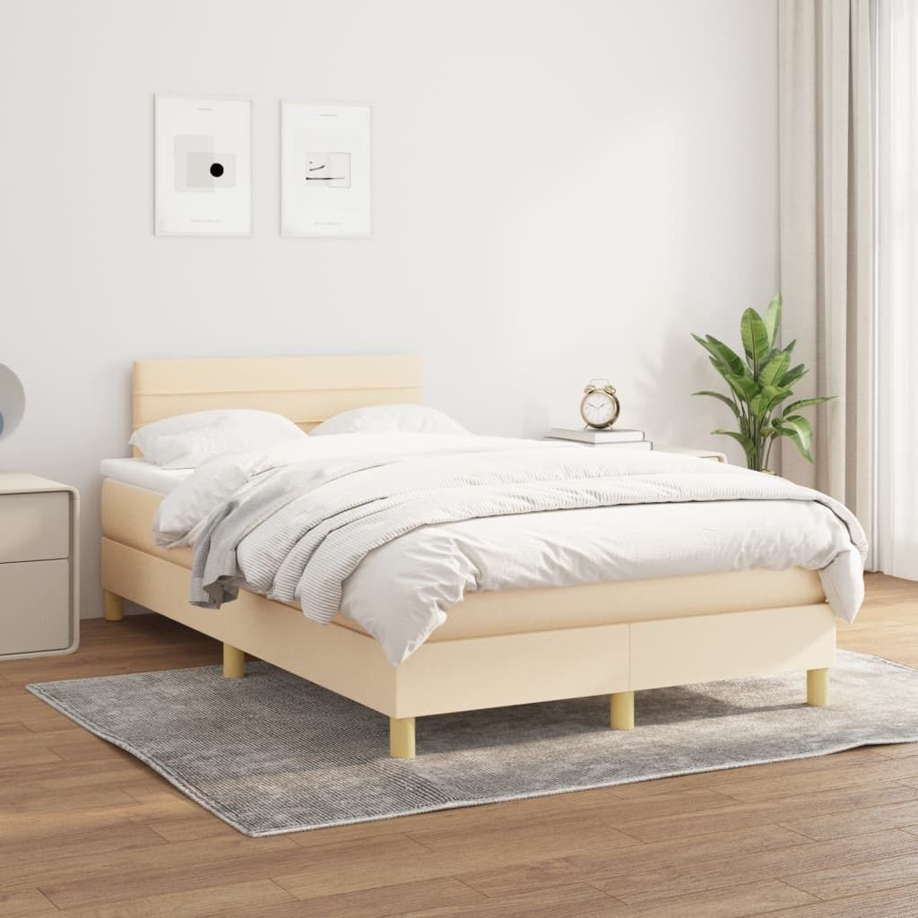 "2026 Promotion" Boxspringbett mit Matratze - Creme 120x200 cm - Stoff - Polsterbett CC8348
