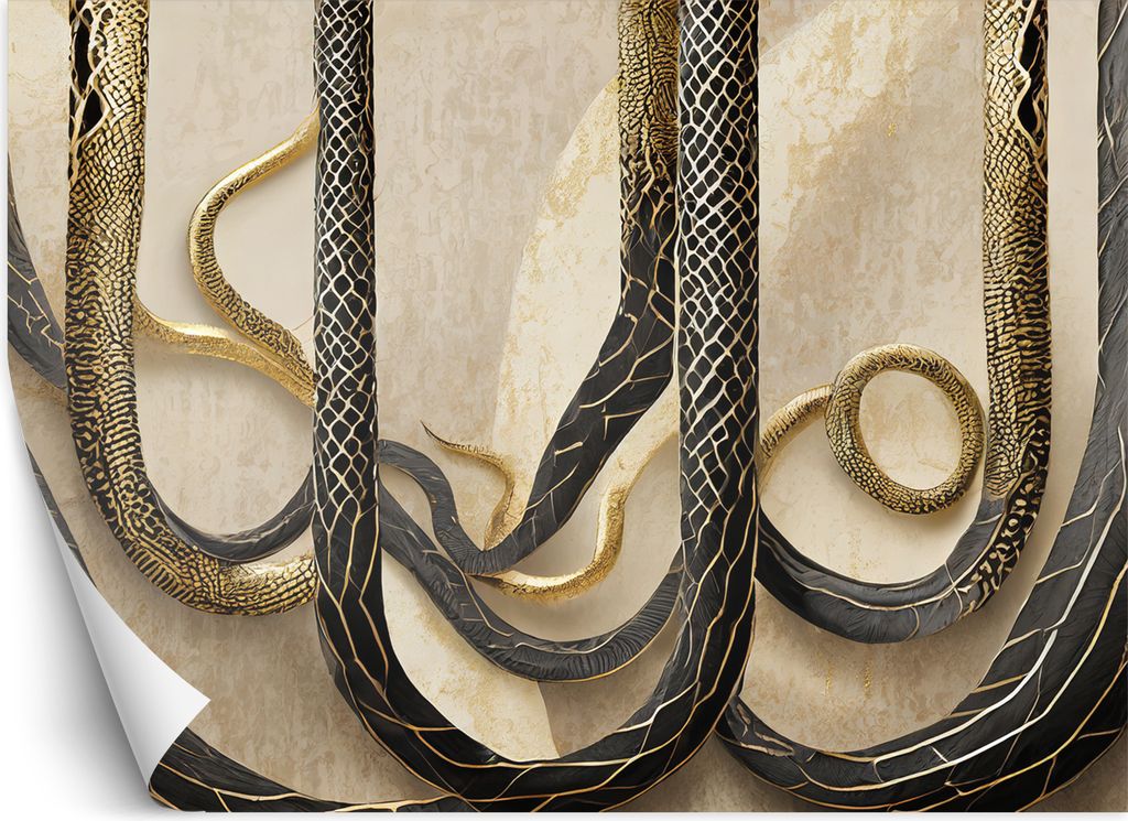 Vlies fototapete Gold Schlangenhaut Textur 300x210 cm Feeby Beige inkl. Kleber einfache Montage