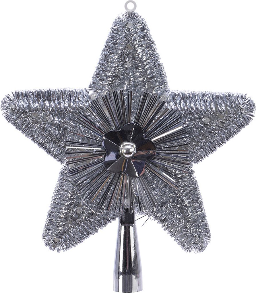 Christbaumspitze Stern 23cm Kunststoff - Silber