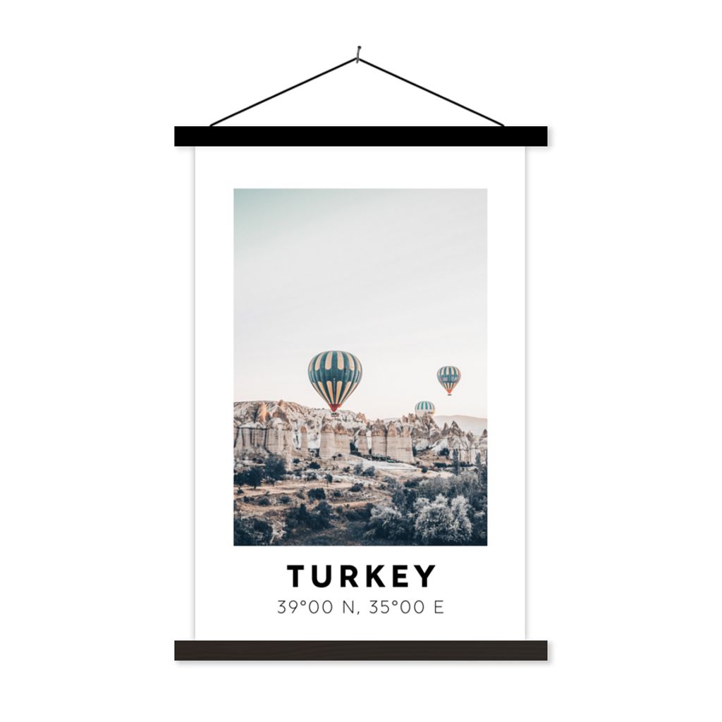 MuchoWow Textilposter Türkei - Heißluftballon - Kappadokien 120x180 cm mit schwarzem Rahmen - Fotos