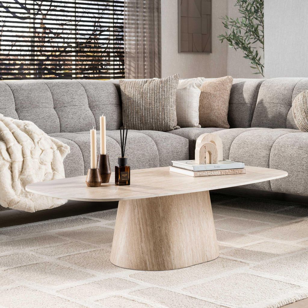 Couchtisch Centro 135cm / 3D Keramik travertin Produktbild 