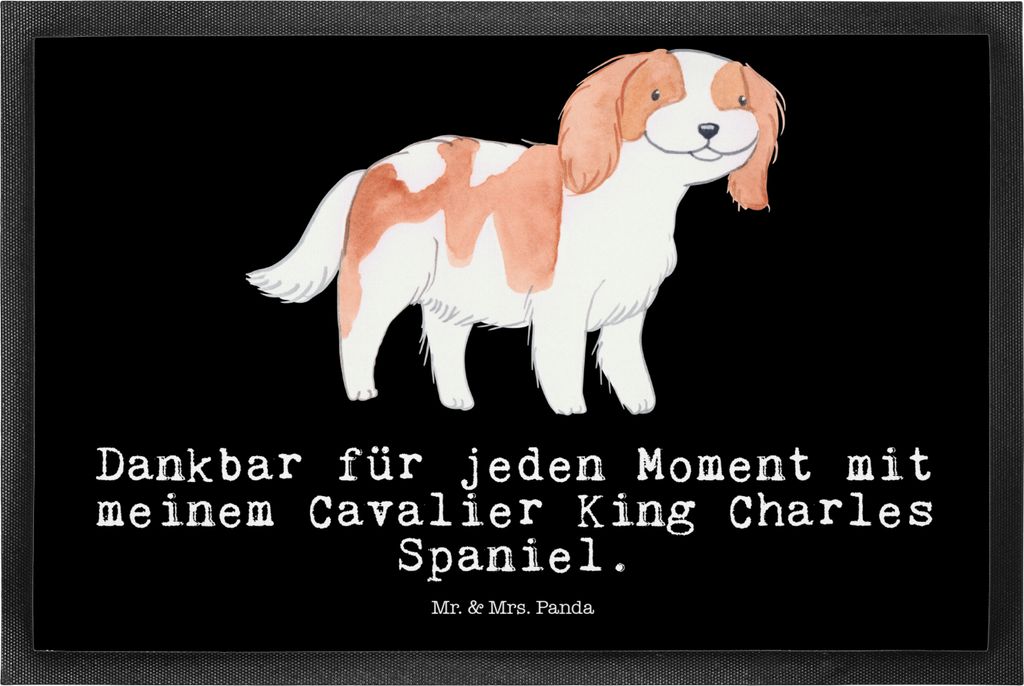 Mr. & Mrs. Panda Bodenvorleger Cavalier King Charles Spaniel Moment 50 x 75 cm - Schwarz - Geschenk, Vorleger, Schmutzmatte, Fußabtreter, Schmutzf...