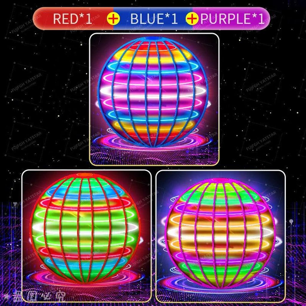 Fliegender Ball , Flying Spinner, Magic Hover Schwebe Ball, Magischer Ball, Zauberball, LED UFO Ball Toys, Bumerang, Spielzeug Drohne Red.Farbe:Bla...