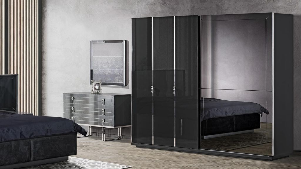 Kleiderschrank Holzschrank Schrank Schlafzimmer Luxus Schränke schwarz