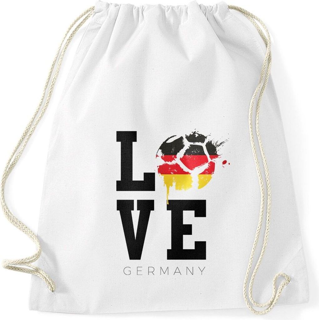 Turnbeutel Deutschland Germany Love Fußball Fanartikel WM 2018 Moonworks weiß unisize