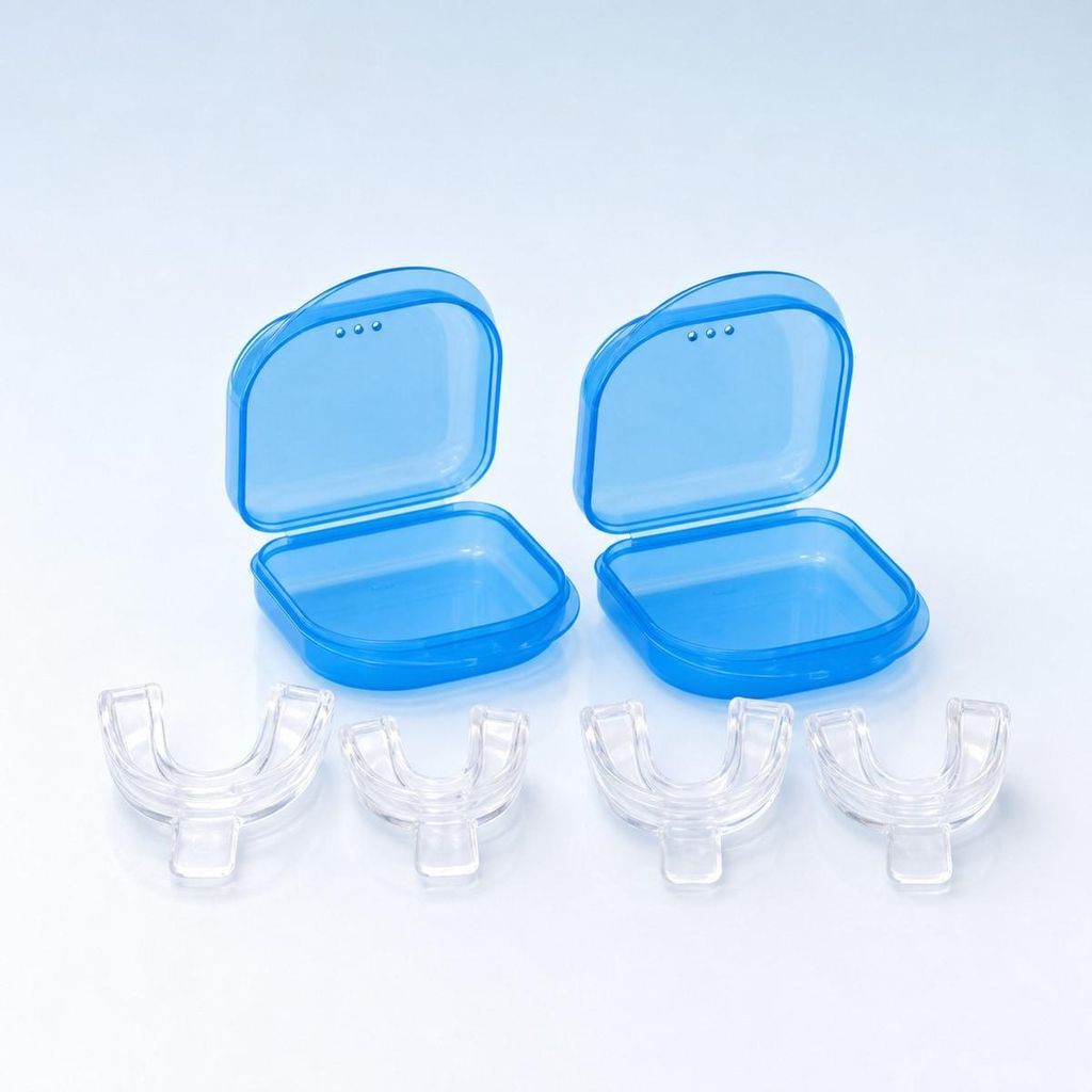 4 Thermoplastische Zahnabdrücke, 2 blaue Etuis von RESTEQ Produktbild 