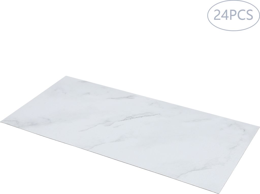 Bodenbeläge 24PCS PVC selbstklebende Bodenfliesen 60*30cm Stein Maserung (Weiß)