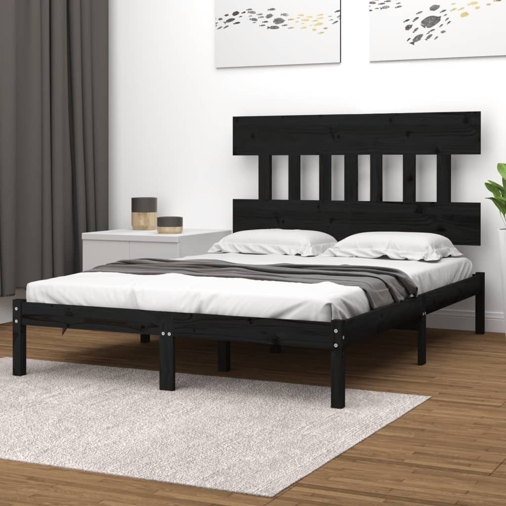 Maison Exclusive - Massivholzbett Schwarz 140x190 cm