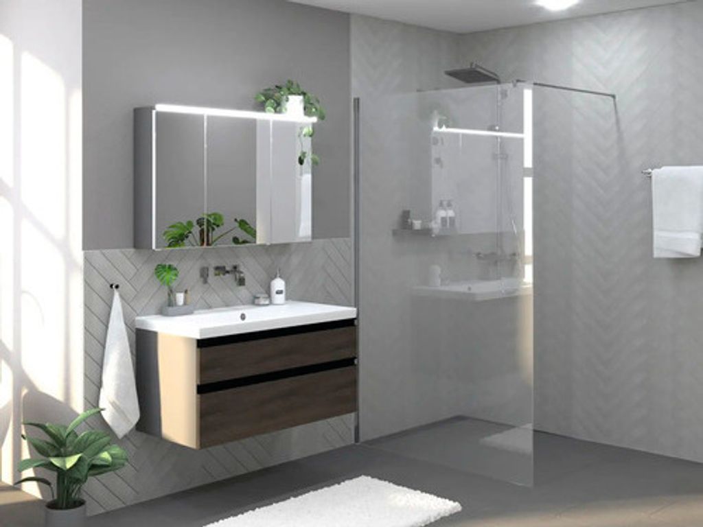 Jungborn Walk In SETTE 90 cm Profilfarbe chrom Klarglas mit schmutzabweisende Glasbeschichtung