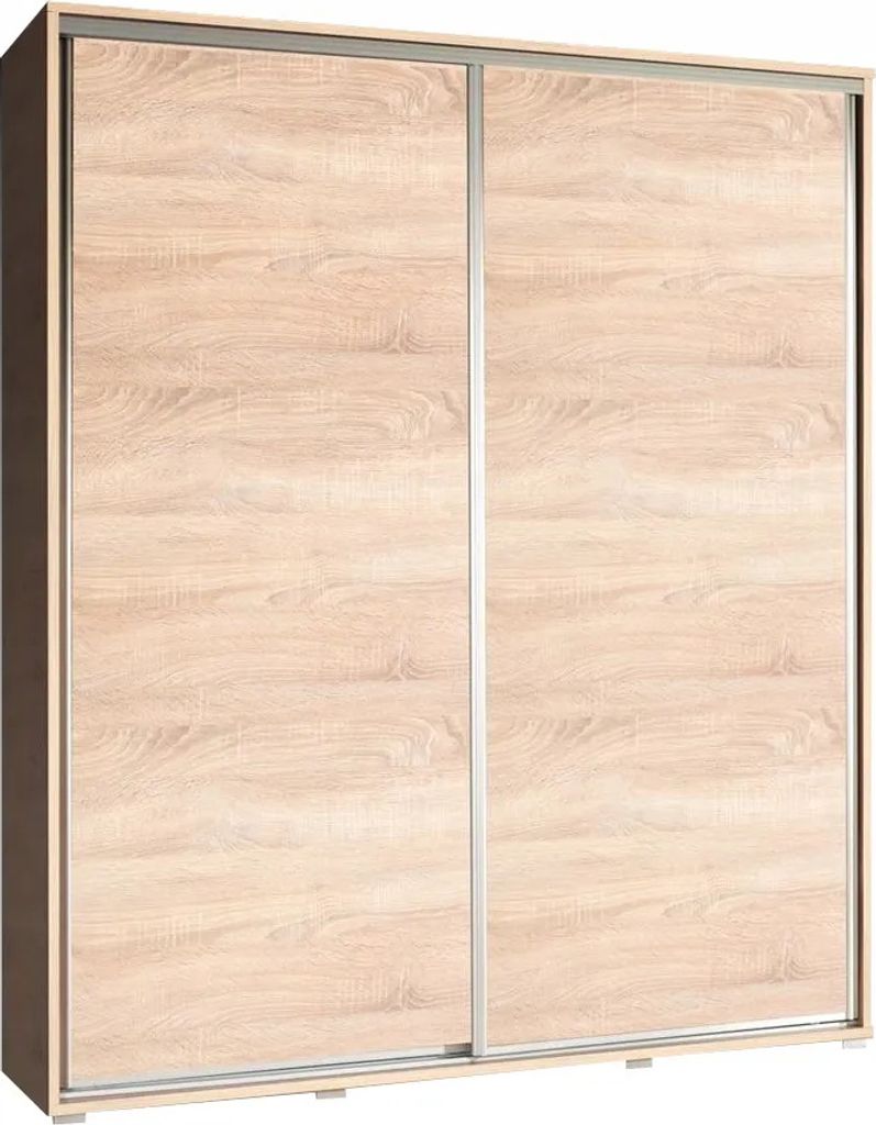 Klassischer Kleiderschrank, schlichter Kleiderschrank, moderne Kleiderstange aus Metall, geräumiger Kleiderschrank mit Schiebetüren, ideal für j...