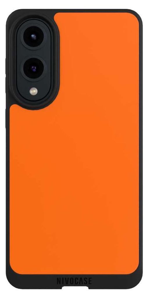 NIVOCASE Handyhülle für Samsung Galaxy S25 Edge Hülle NIVOpure Case Schwarz Farbe einfarbig orange
