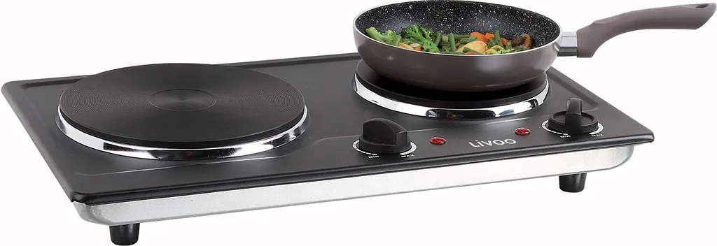 Réchaud Électrique 2 Feux Livoo 2500W Manettes Frontales Noir DOM155
