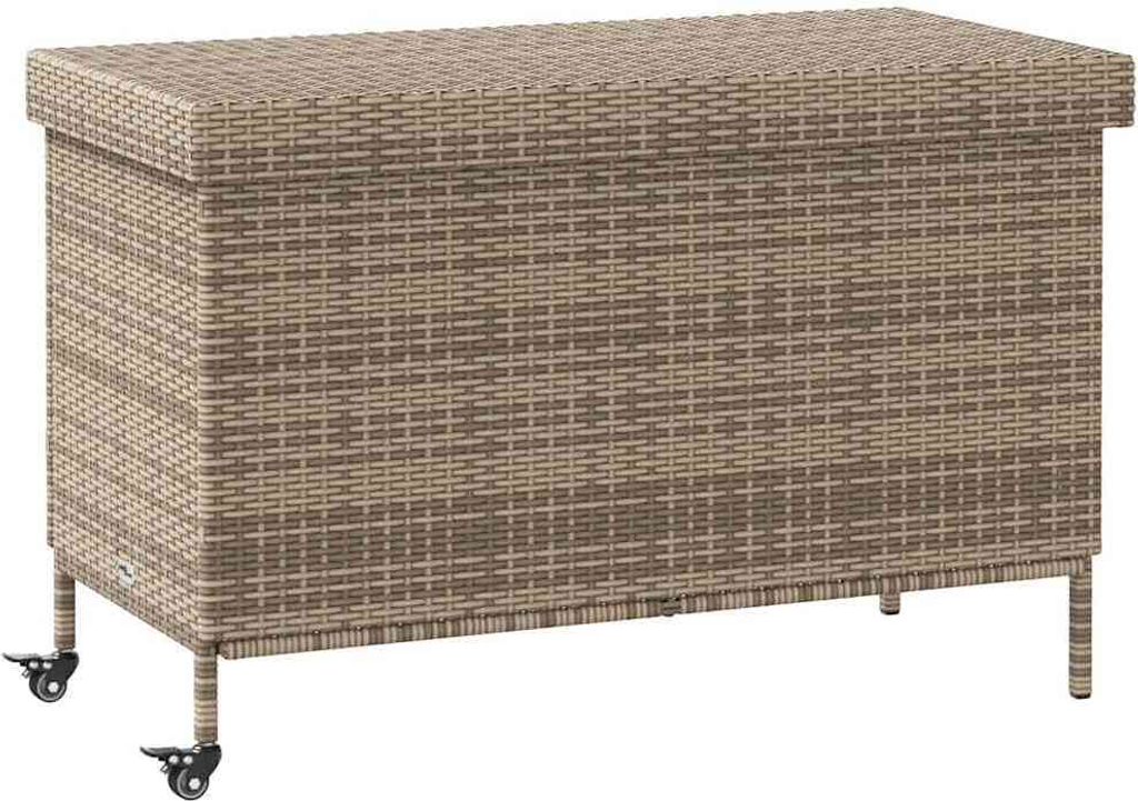 Hochwertig Gartentruhe mit Rollen Grau 110x55x73 cm Poly Produktbild 