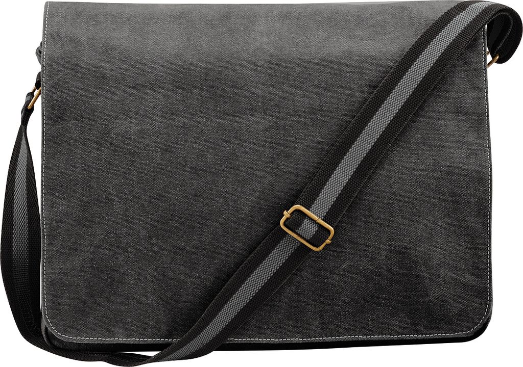 Quadra QD610 | Vintage Canvas Despatch Bag / Umhängetasche - Farbe: Vintage Black - Größe: 40 x 30 x 12 cm