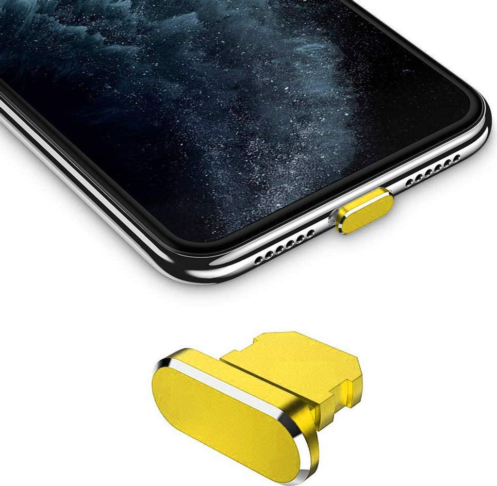 Cadorabo Schutzkappe für Apple iPhone in Gelb Staub Schutz Stecker Stöpsel Ladeanschluss