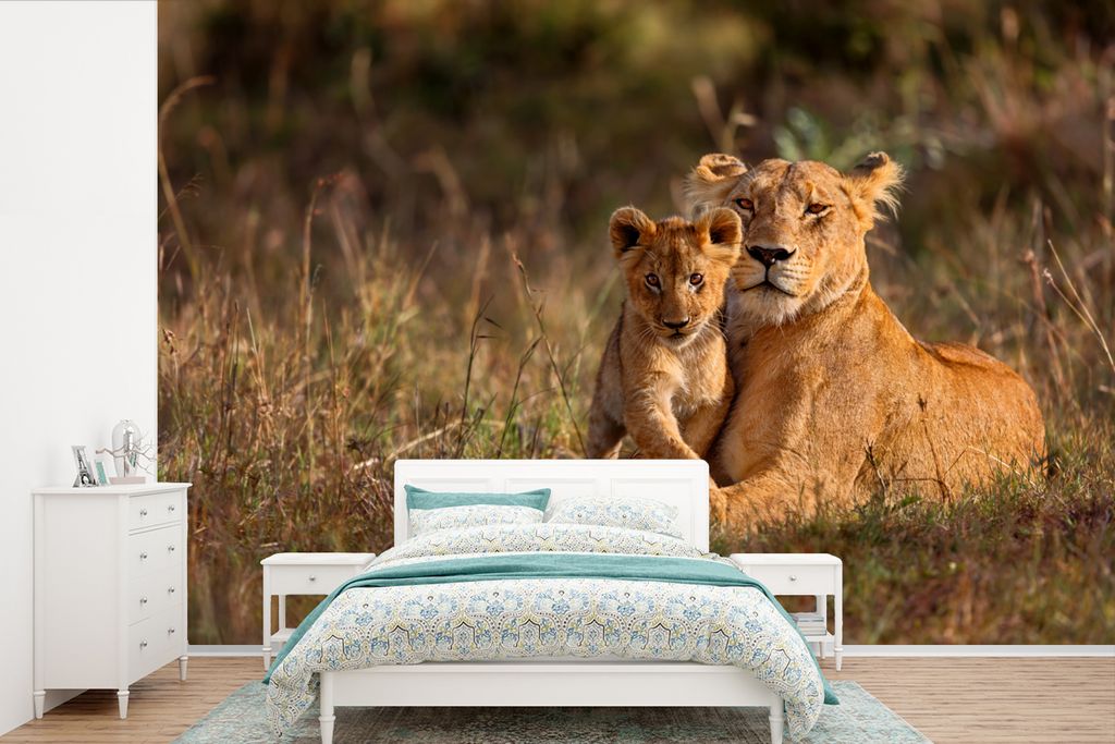 MuchoWow Fototapete für Wohnzimmer oder Schlafzimmer Wandtapete Vinyl Motivtapete Wildtiere - Licht - Porträt - 390x260 cm - Papiertapete