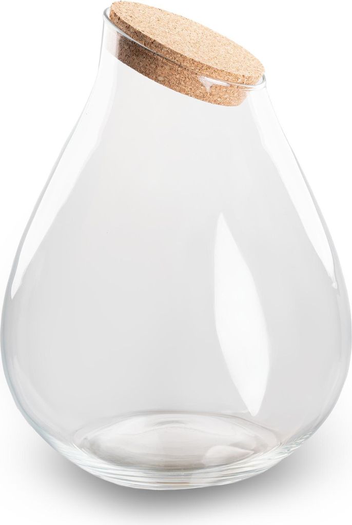 Terrarienflasche „Drop XXL“ Korkdeckel – Ø34cm 43cm – Große tropfenförmige Glasflasche aus Recyclingglas – ca. 18,5L Volumen – Id...