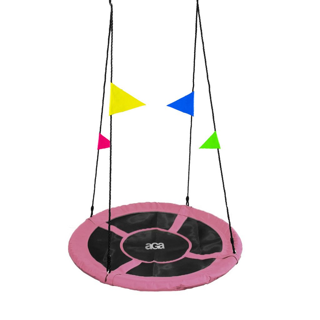 Aga Nestschaukel 90 cm, Rundschaukel, Schaukel verstellbar Garten-Schaukel 150 Kg belastbar, Kinderschaukel Tellerschaukel Hängeschaukel, Rosa mit...