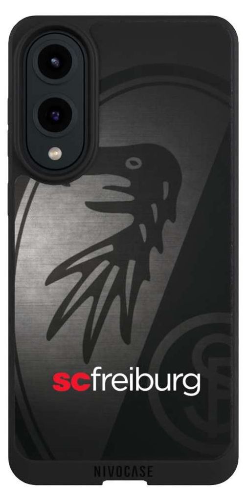 NIVOCASE Handyhülle für Samsung Galaxy S25 Edge Hülle NIVOpure Case Schwarz Metallic Look Offizielles Lizenzprodukt SC Freiburg